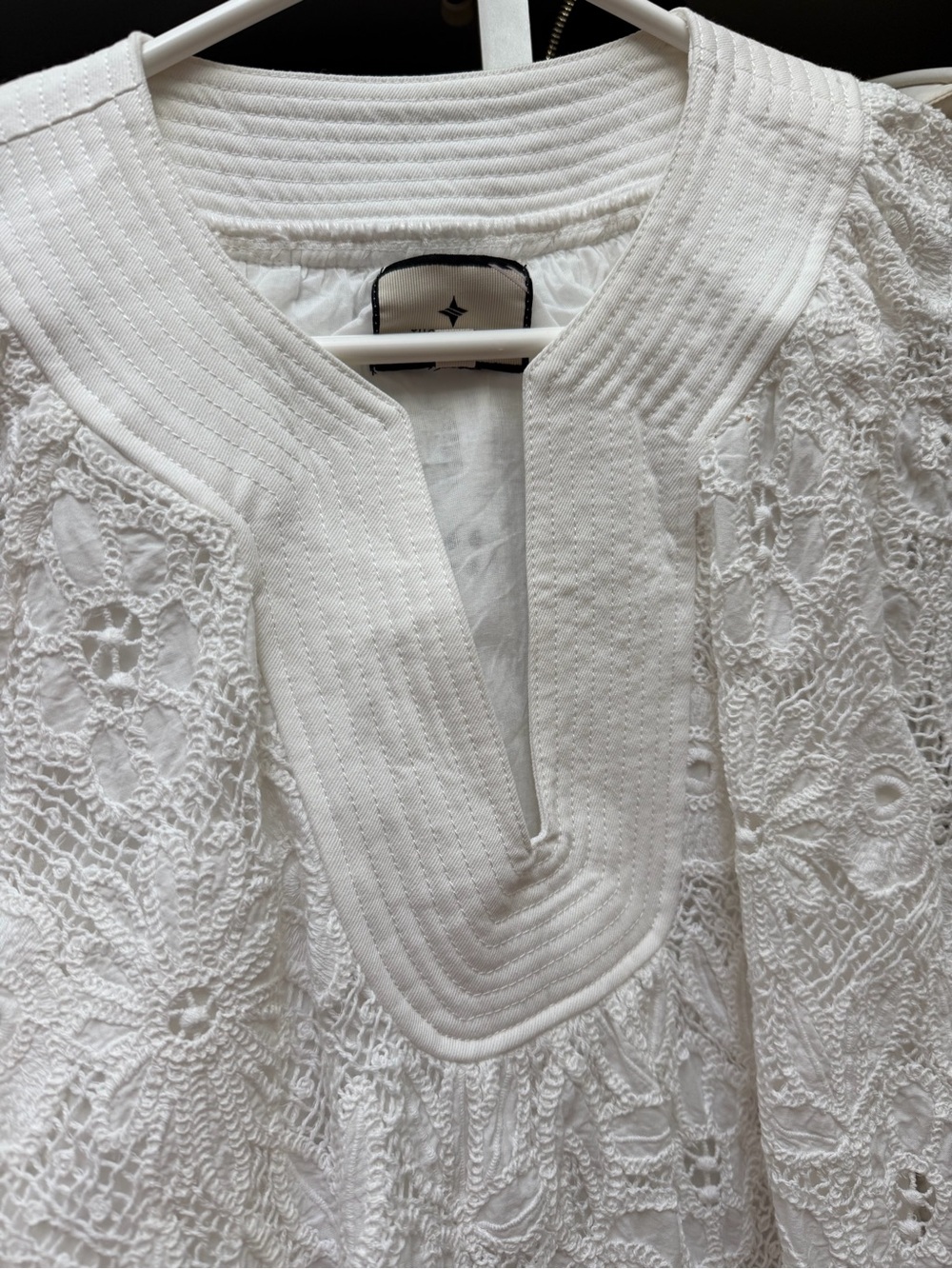 Tuckernuck White Crochet Lace Blouse with Split V-Neck - Picture 4 of 6
